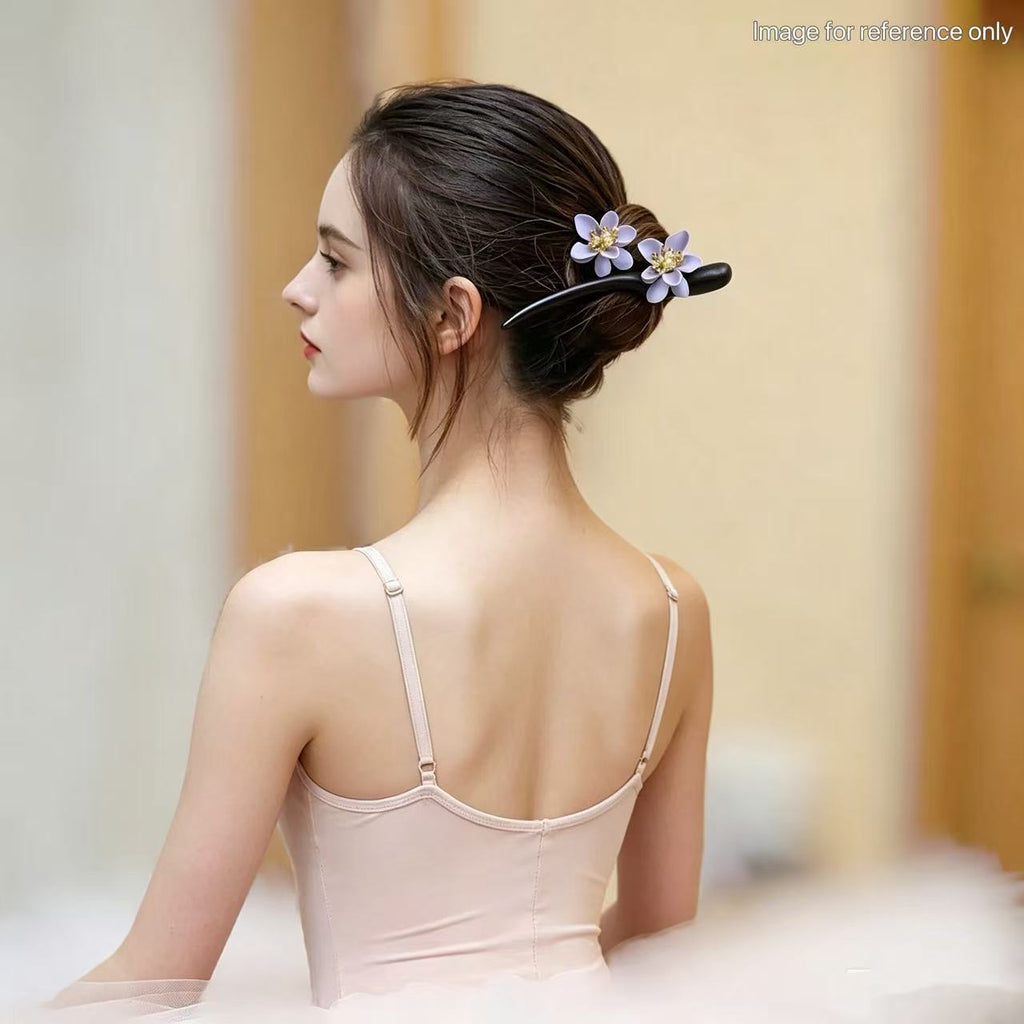Purple Dawn | Twin Bloom Ebony Hairpin