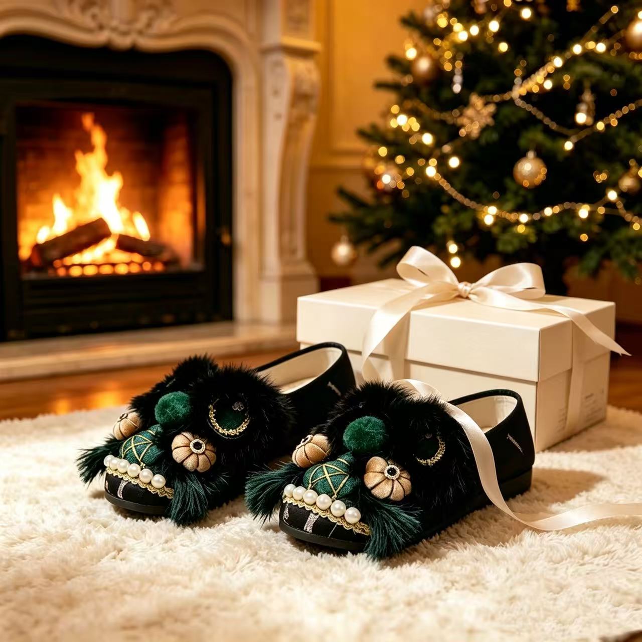 Hand-Embroidered Tiger Head Slippers | Chinese Intangible Cultural Heritage Folk Craft |