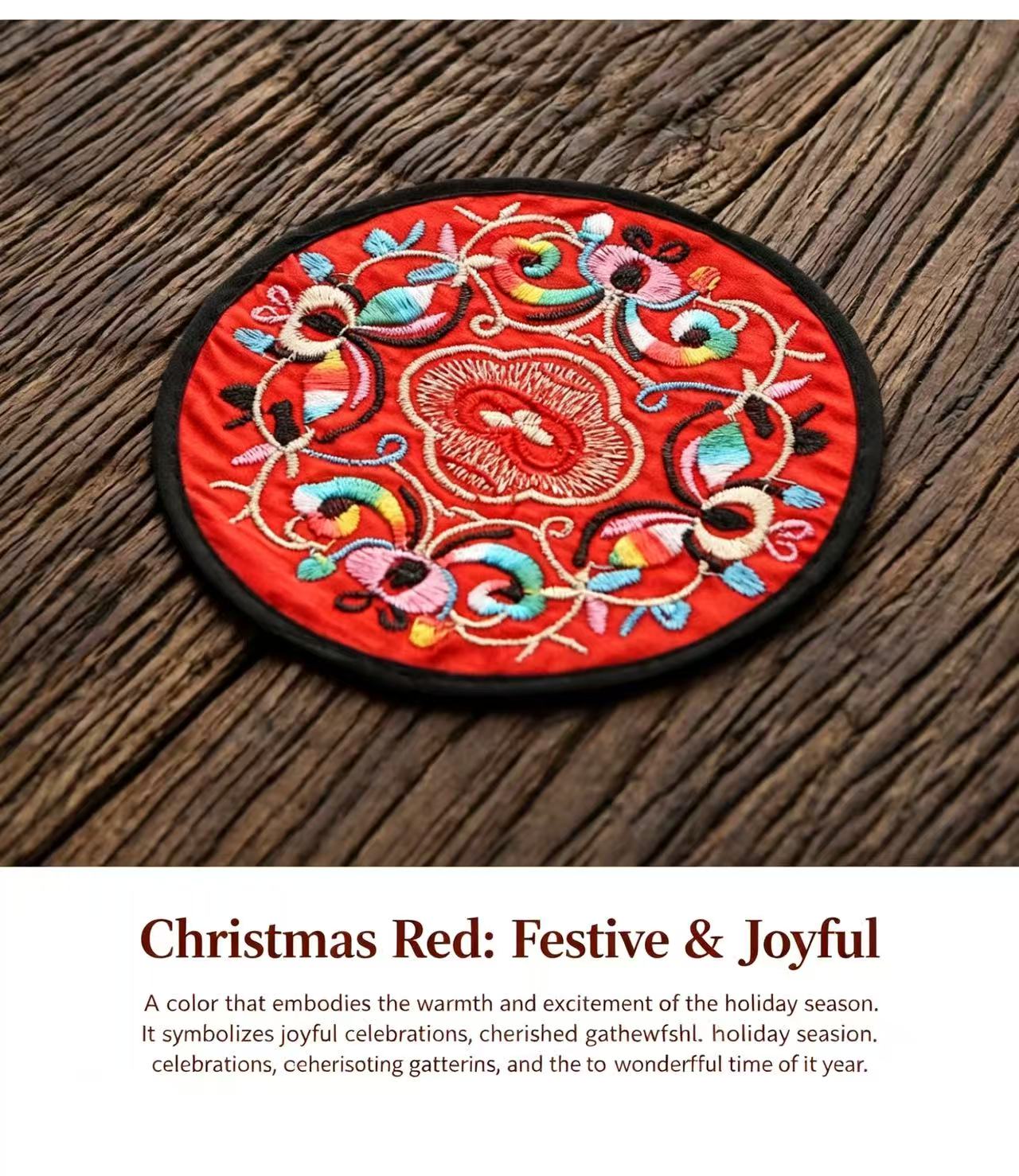Chinese Four Seasons & Festivals Embroidered Coaster Set - Handcrafted Traditional Art 6* 13*13CM/ pc