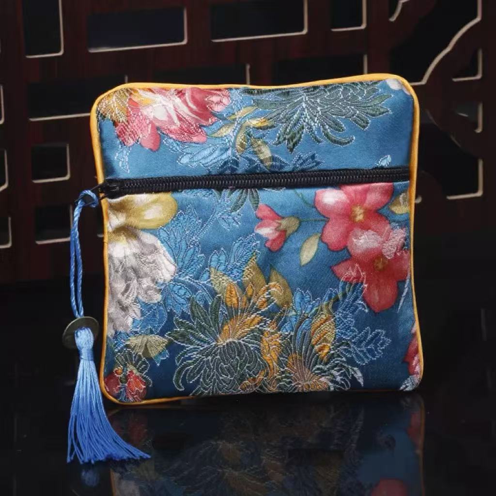 Embroidered Silk Treasure Pouch | Traditional Chinese Brocade Jewelry Bag