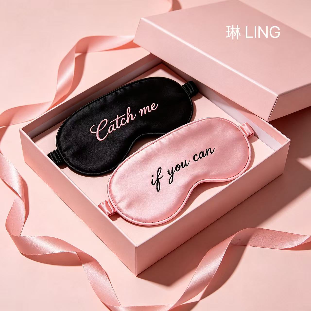 Catch Me If You Can Silk Eye Mask Set - 100% Mulberry Silk Couple Sleep Masks