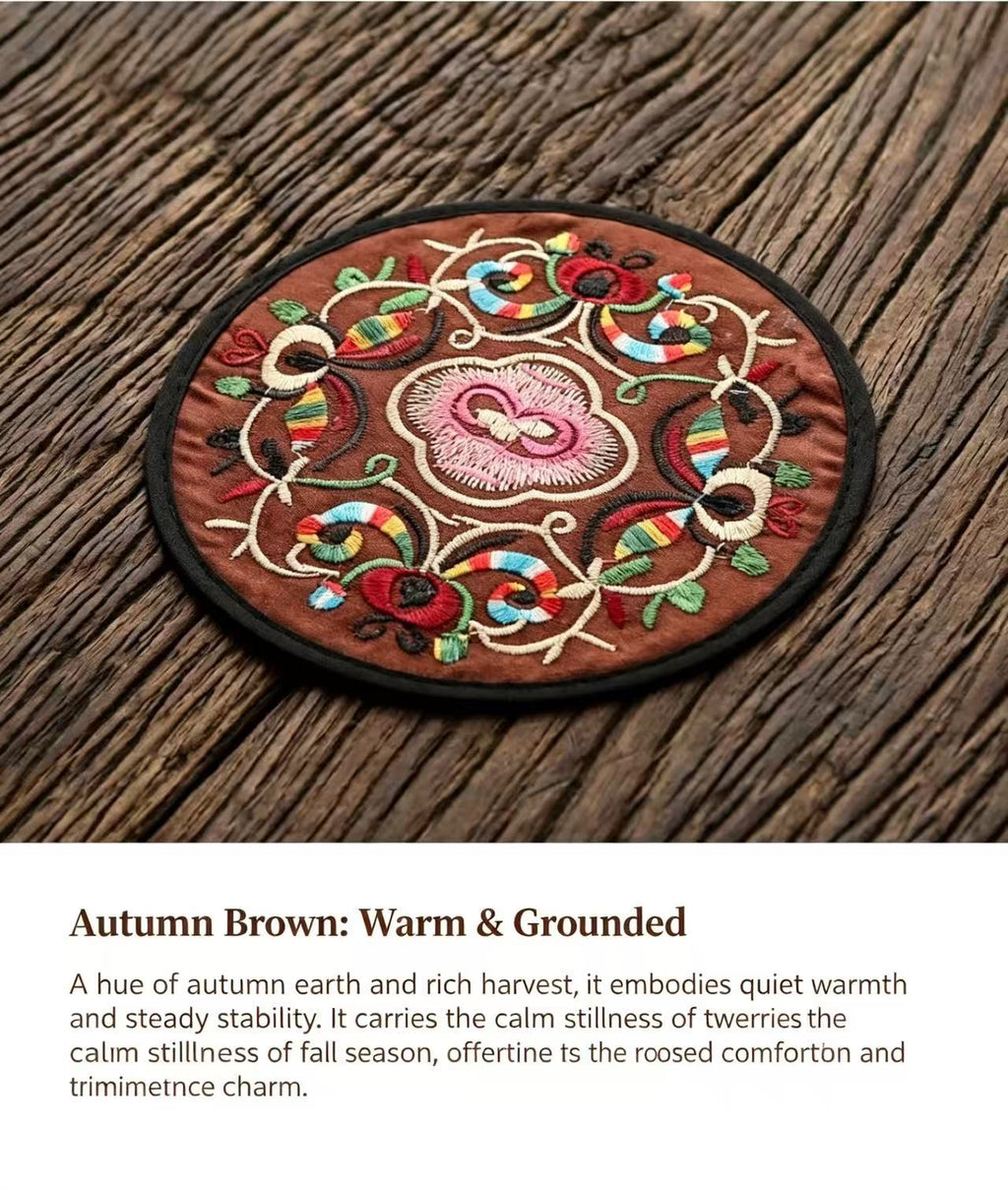 Chinese Four Seasons & Festivals Embroidered Coaster Set - Handcrafted Traditional Art 6* 13*13CM/ pc