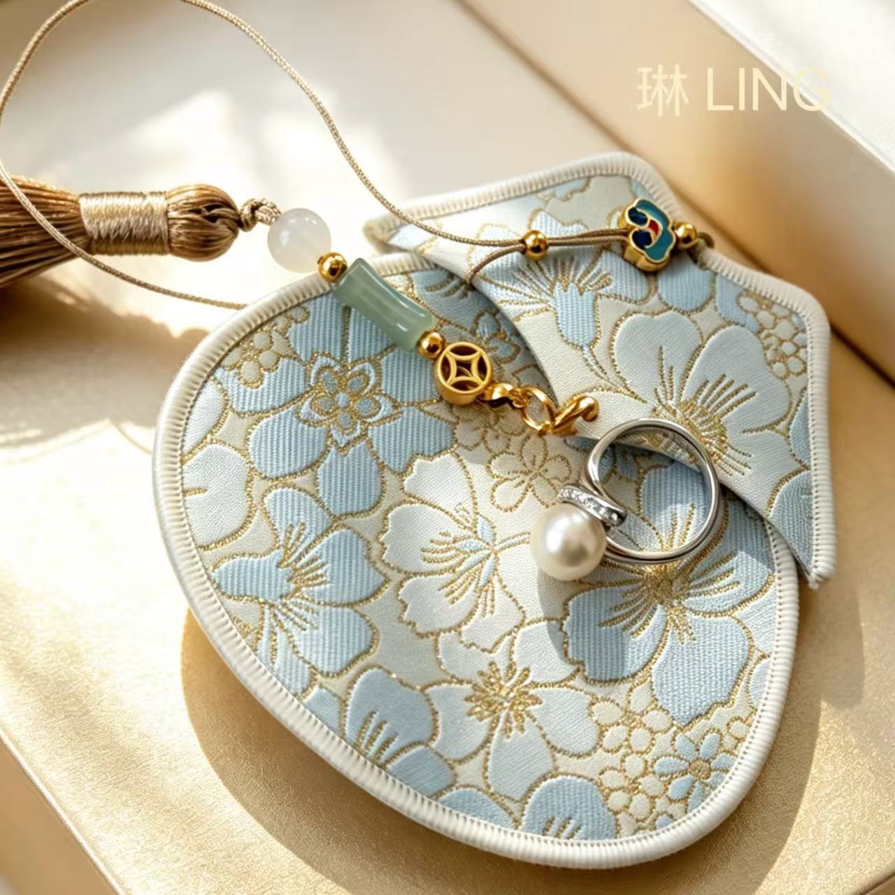 Traditional Chinese Song Brocade Sachet Ornament | Handcrafted Embroidered Pouch with Tassel for Jewelry Storage, Car & Home Decor