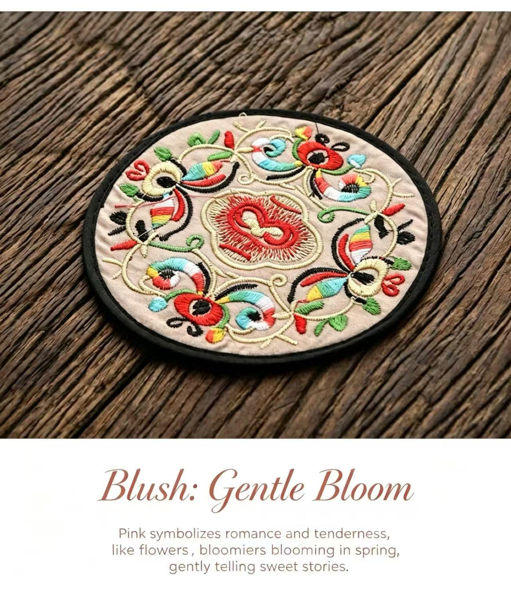 Chinese Four Seasons & Festivals Embroidered Coaster Set - Handcrafted Traditional Art 6* 13*13CM/ pc