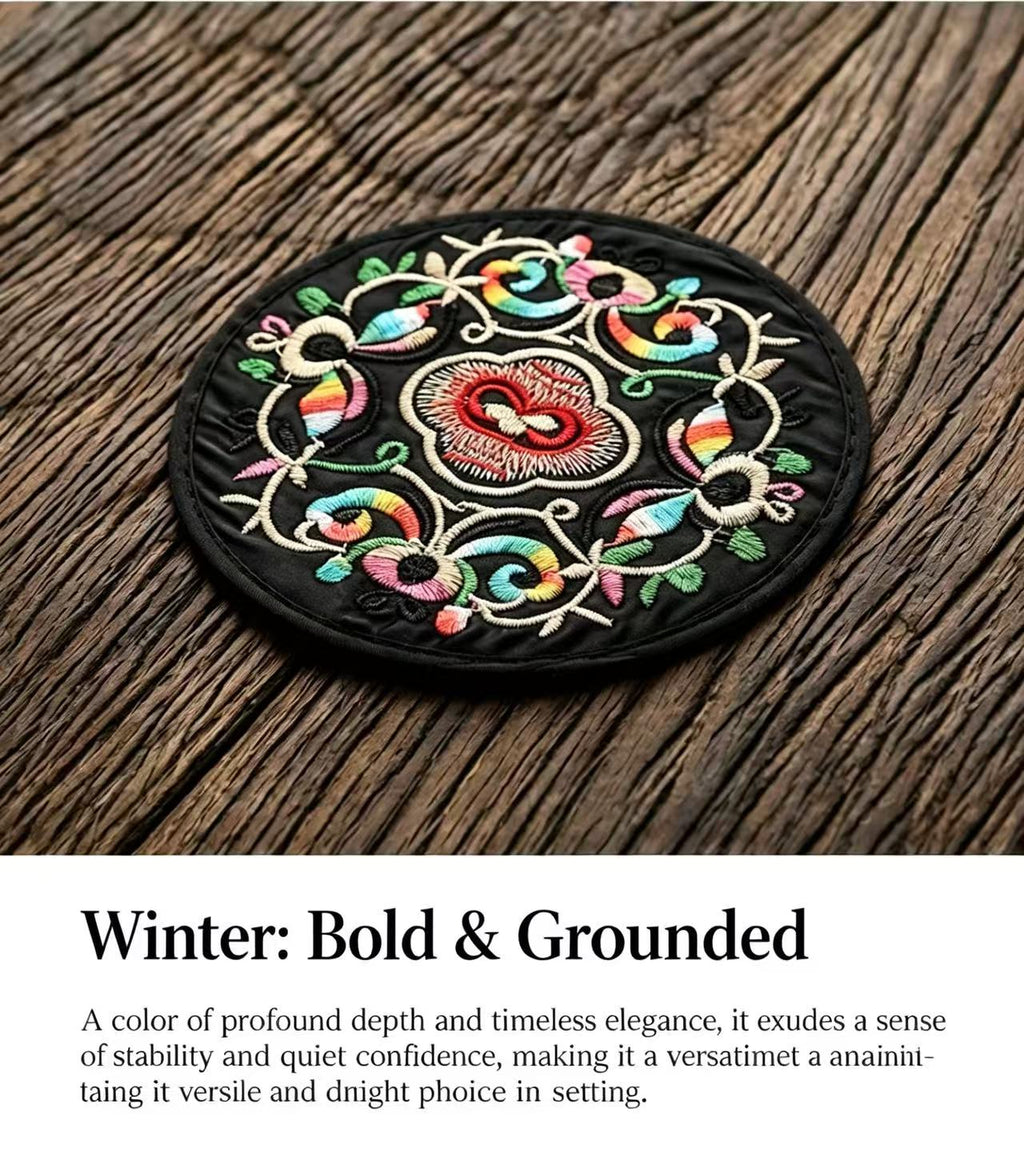 Chinese Four Seasons & Festivals Embroidered Coaster Set - Handcrafted Traditional Art 6* 13*13CM/ pc
