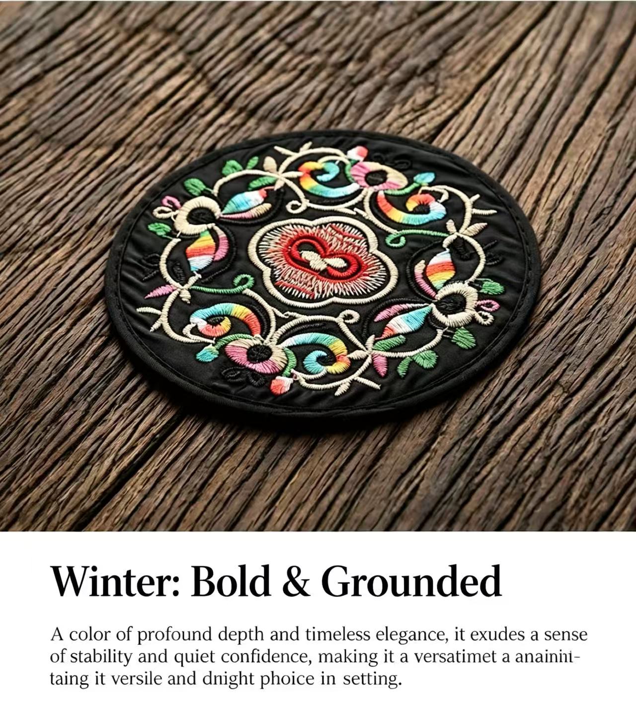 Chinese Four Seasons & Festivals Embroidered Coaster Set - Handcrafted Traditional Art 6* 13*13CM/ pc