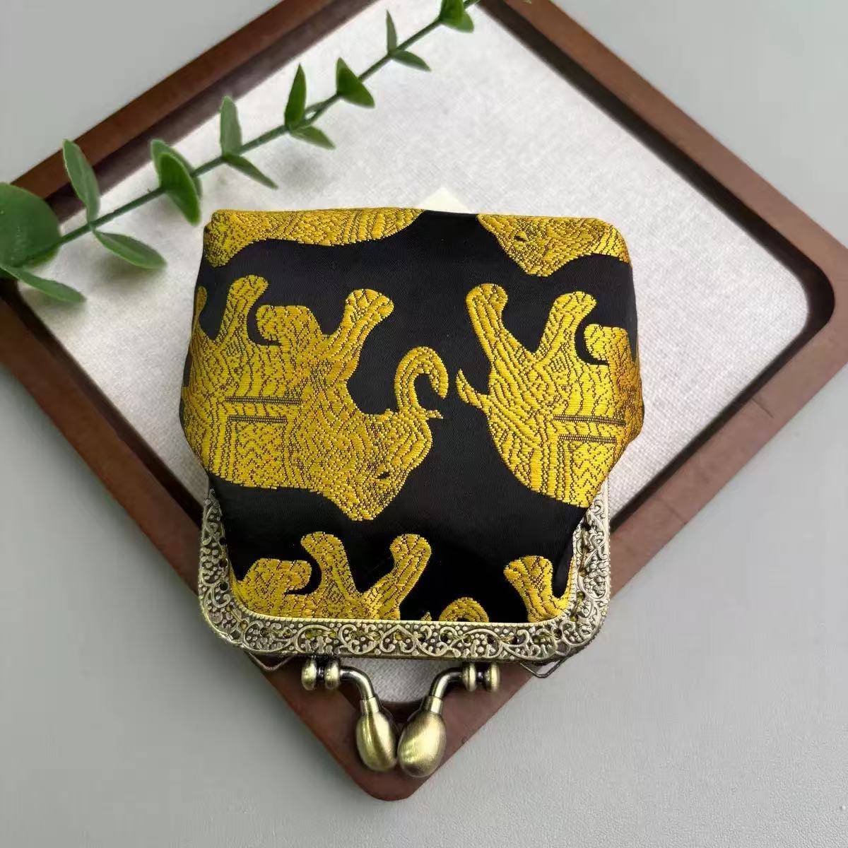 Hand woven Brocade Kiss Lock Coin Purse