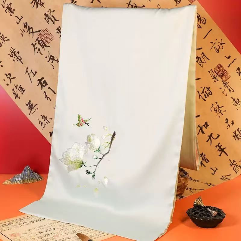 Hand-Embroidered Mulberry Silk Scarf