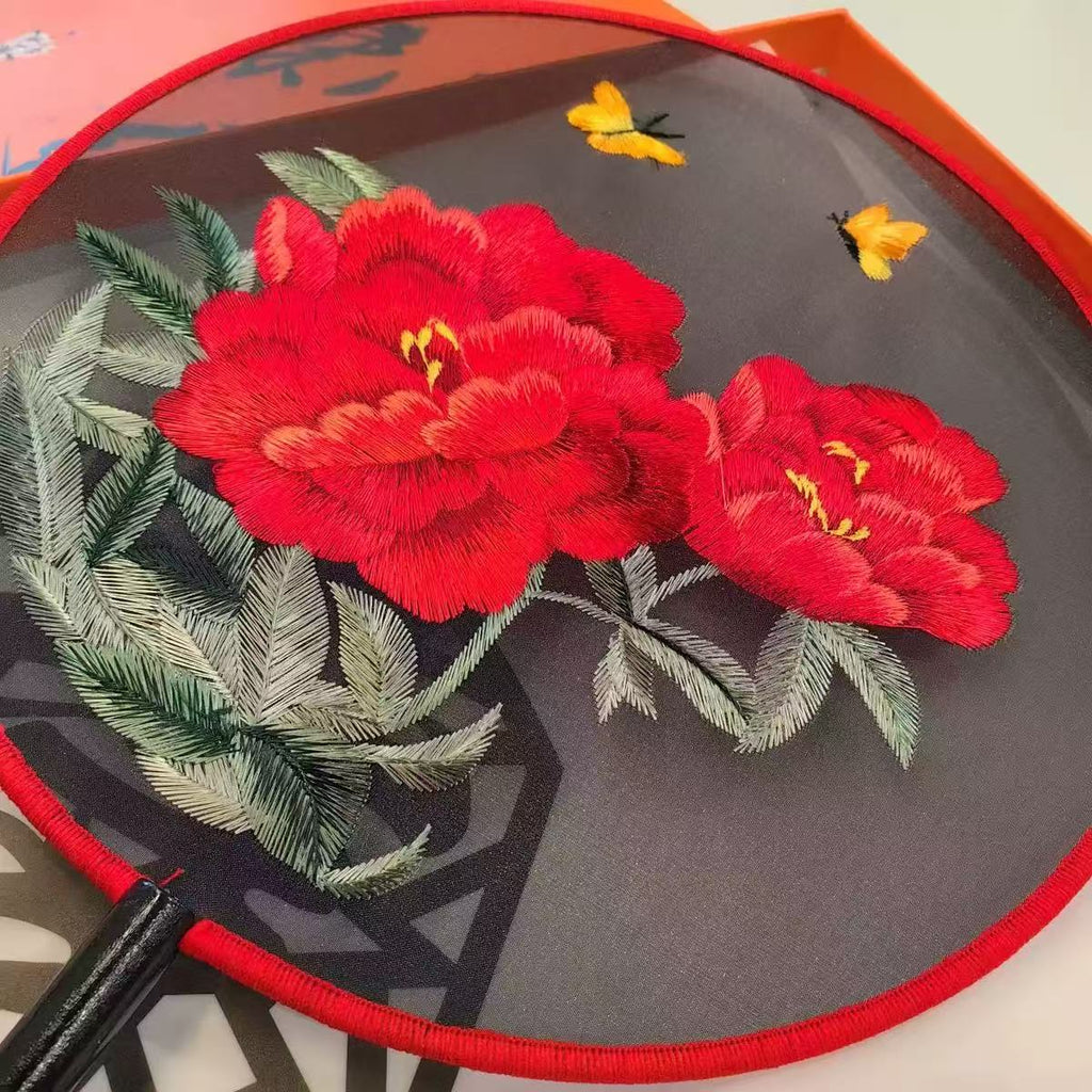 Double -Sided Hand-Embroidered Silk Fan