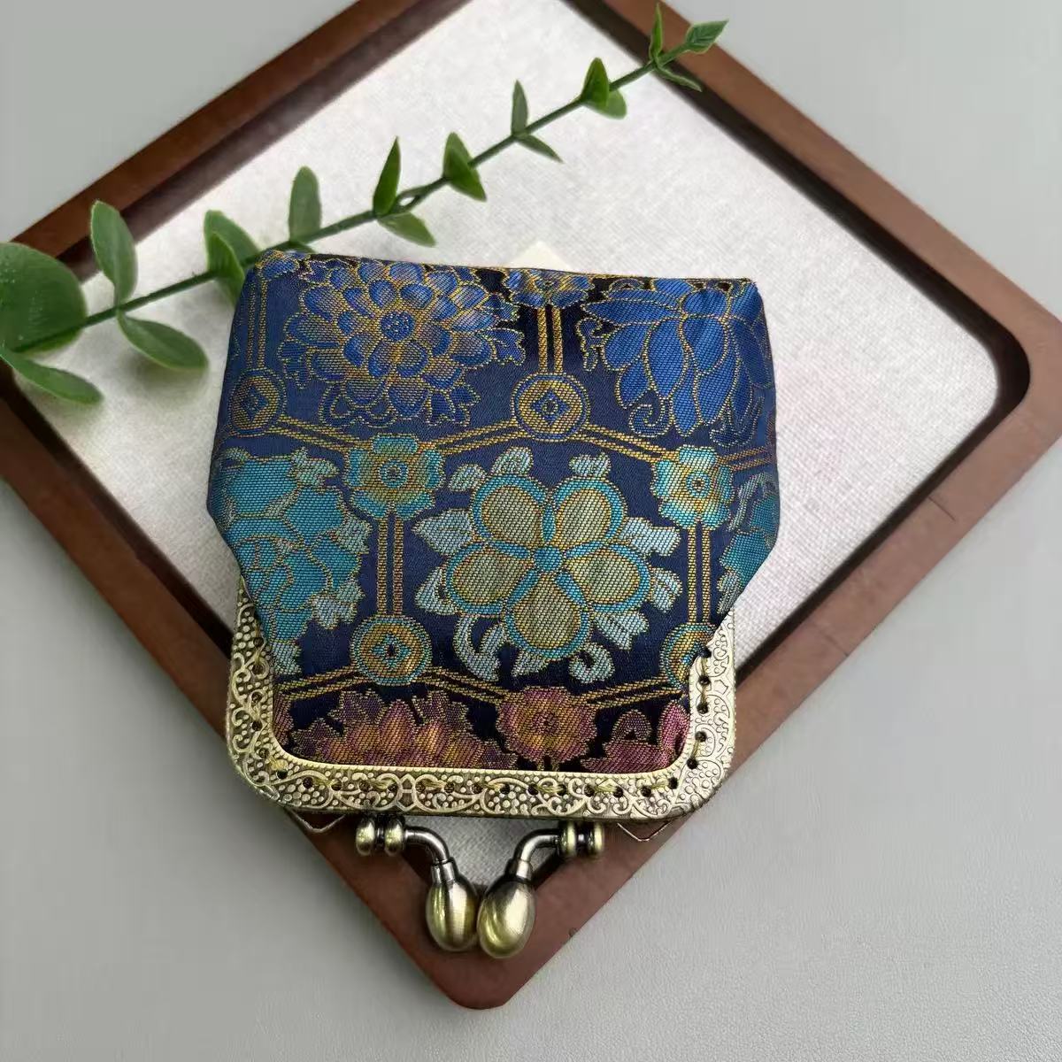 Hand woven Brocade Kiss Lock Coin Purse
