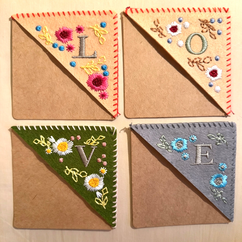 Embroidered Corner Bookmark Set – Mix & Match Collection ( 4 pcs )