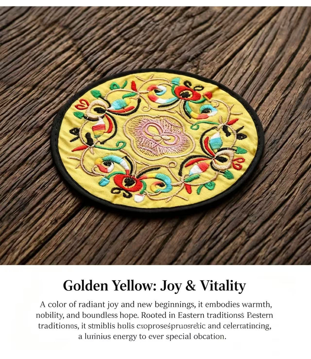 Chinese Four Seasons & Festivals Embroidered Coaster Set - Handcrafted Traditional Art 6* 13*13CM/ pc