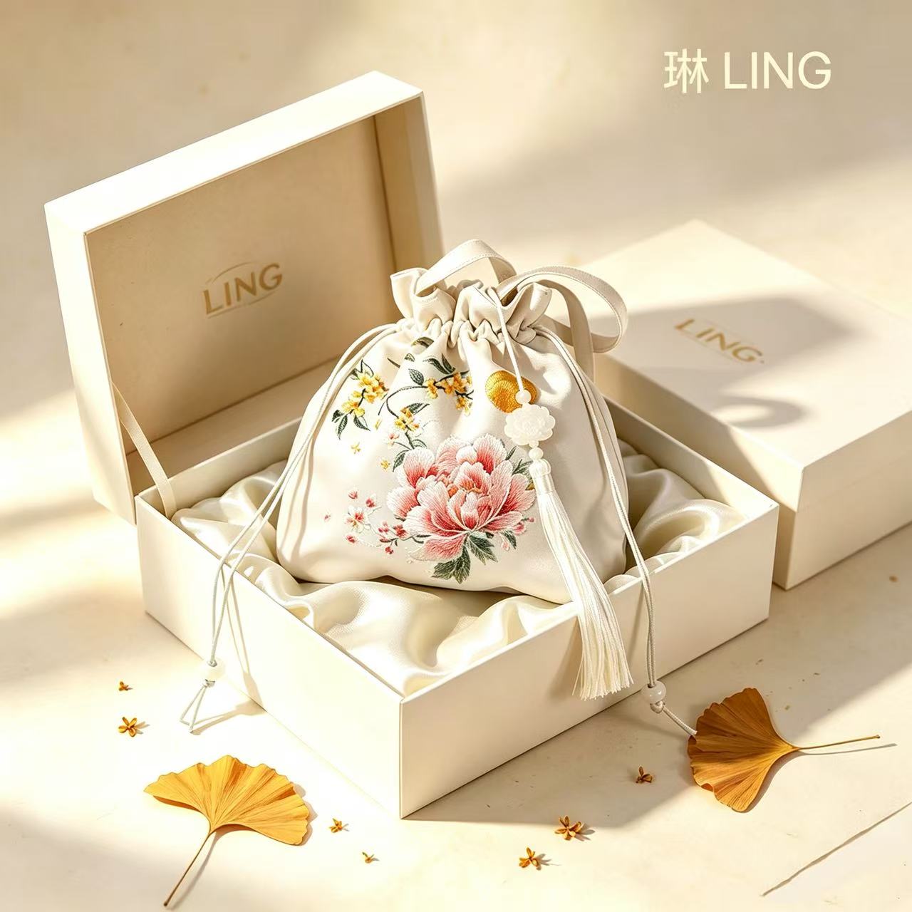 Embroidered Drawstring Bucket Bag - Premium Suzhou Embroidery Gift Pouch, Multi-Style Options