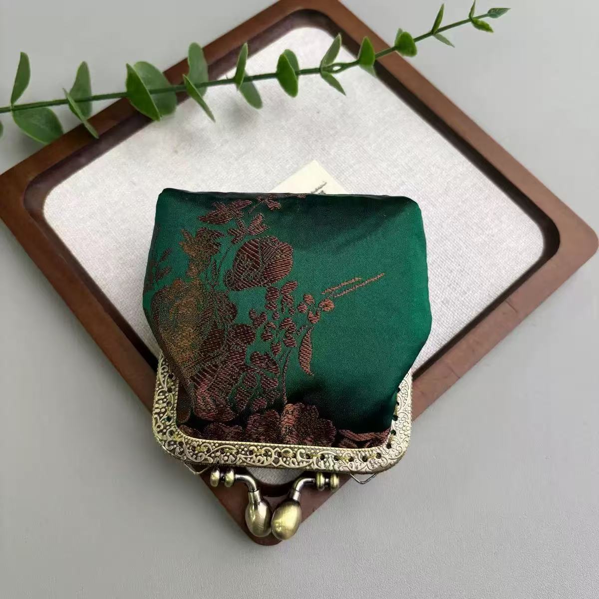 Hand woven Brocade Kiss Lock Coin Purse