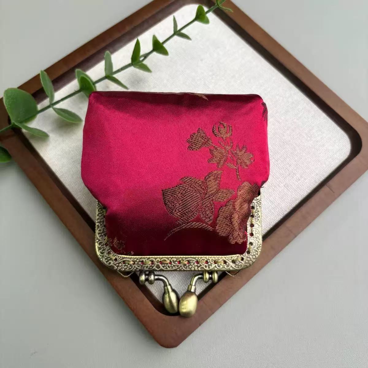 Hand woven Brocade Kiss Lock Coin Purse