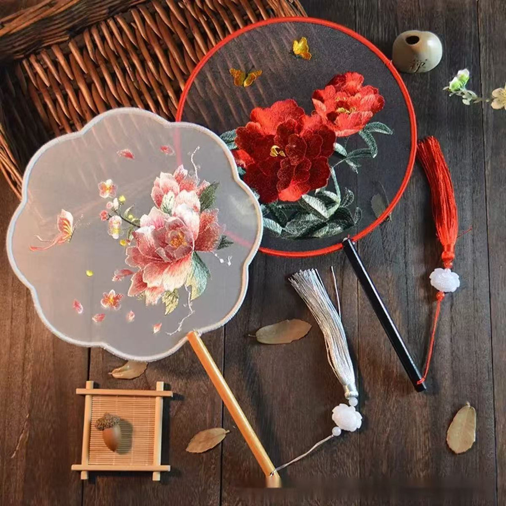 Double -Sided Hand-Embroidered Silk Fan