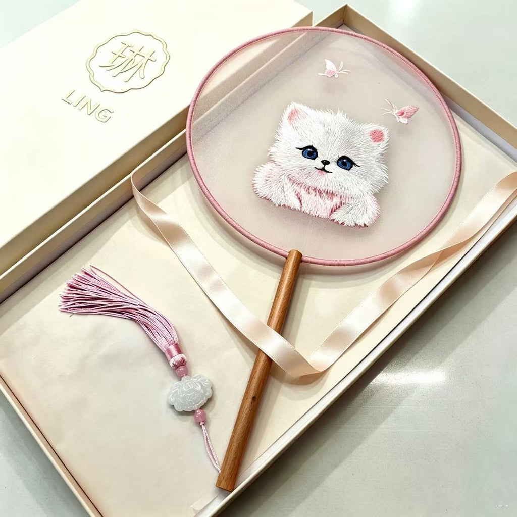 Double -Sided Hand-Embroidered Silk Fan