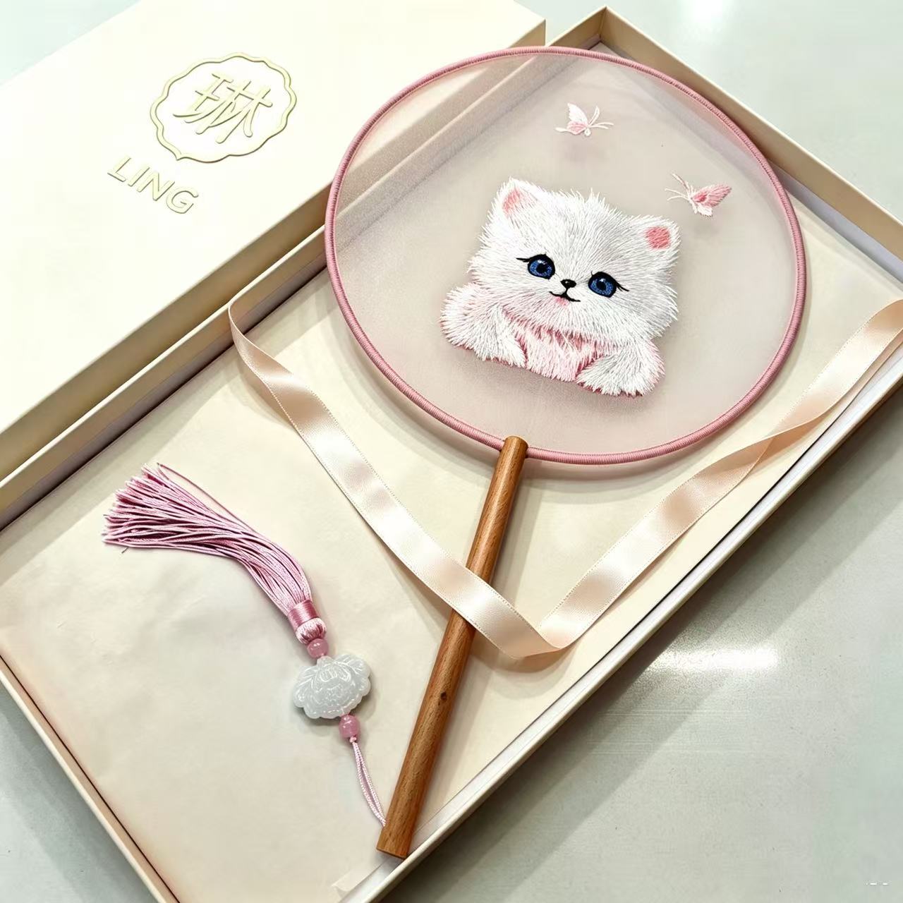Double -Sided Hand-Embroidered Silk Fan