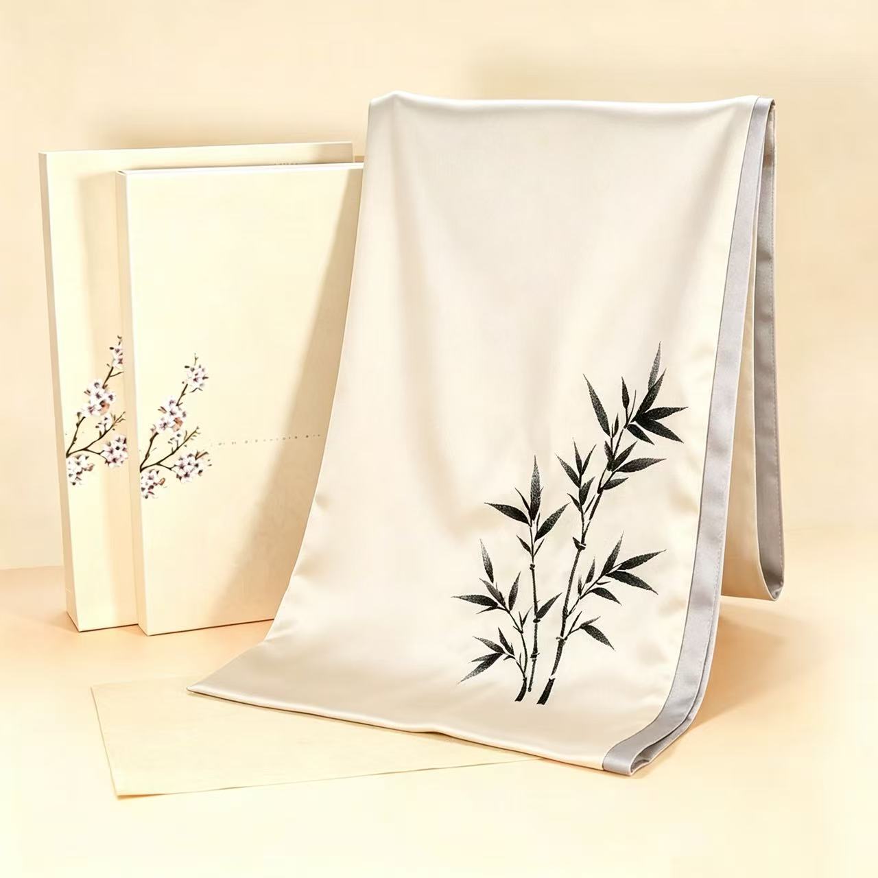 Hand-Embroidered Mulberry Silk Scarf